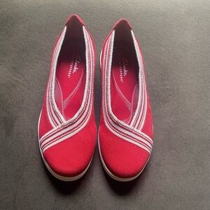 Clarks Red Flats Sporty Slip-On Loafers